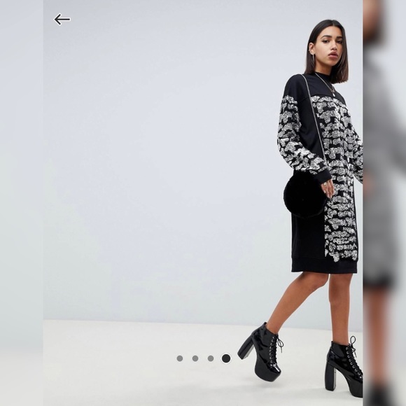 ASOS DESIGN | Sequin Animal Oversized Sweat Dress - Picture 4 of 4